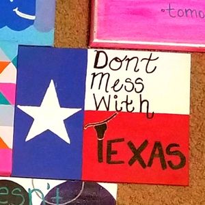 Hand painted canvas | Texas | Flag | Longhorn